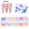 12-color butterfly nail art wood pulp flakes set with macaron glitters in storage box - 12 Grids Wood Pulp Decals 04-Macaron Butterfly Series (MJP-04)