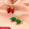 Festive red and green glitter Christmas bulb earrings with gold hooks, 3.7cm length - Light Bulb Earrings (6537)