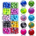 DIY jewelry kit with 200 pieces of 8mm gradient crackle glass beads in 10-grid storage box - Lucky Leaf approx 200pcs