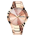 Elegant rose gold quartz watch with steel band featuring day and date display function - Rose Gold Men's [Single Calendar]