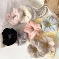 Set of 8 soft plush scrunchies in multiple pastel colors arranged on a white background - Mixed Colors
