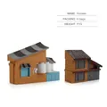 Miniature brown farmhouse model set with grey sloped roofs for DIY sand table decor - Miniature House Set