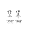 S925 Sterling Silber Perlenanhänger-Öse mit 5-Blatt und 6-Blatt Schraubstift-Kappen - Fünfblättrige Gewindenadel-Halterung / Weißgold