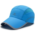 Breathable sky blue quick-dry outdoor baseball cap with mesh panels and logo detail - Adjustable / Sky Blue