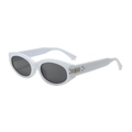 Retro-Cat-Eye-Sonnenbrille mit dickem weißem Rahmen, dunklen Gläsern und Silberverzierungen - Weißer Rahmen Graue Gläser