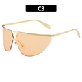 Gafas de sol sin montura Y2K con lentes naranja ámbar y montura de metal dorado - Montura Dorada Lentes Champaña