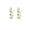 Fashionable gold-tone U-link chain drop earrings with ball ends for women - Short Style / Gold