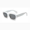 Modern white thick frame square sunglasses with dark grey lenses for street style - Solid White Frame Grey Lens