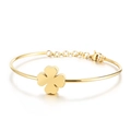 Bracciale a quadrifoglio in acciaio inossidabile dorato con catena regolabile lucida - Oro