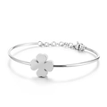Bracciale a quadrifoglio in acciaio inossidabile argento con catena regolabile - Color Acciaio