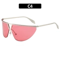 Gafas de sol plateadas sin montura con lentes rosas y puente nasal geométrico en forma de V - Montura Plateada Lentes Rosa Rojo