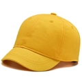 Bright yellow short-brim baseball cap in premium cotton twill with six-panel design - Plain Style / Yellow