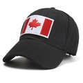 Black cotton baseball cap with embroidered Canada flag patch on front panel - Canada Flag Black