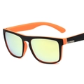 Polarized sports sunglasses in black and orange with yellow mirrored lenses for cycling - Black Outside Orange Inside Gold Mirrored