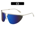 Futuristic Y2K shield sunglasses with silver frame and deep blue mirror lens C5 - Silver Frame Gradient Blue Lens