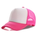 Pink and white mesh trucker hat with adjustable snapback and curved visor for summer - Rose White