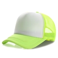 Neon green and white trucker hat with breathable mesh back and solid foam front panel - Fluorescent Yellow White