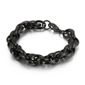 Pulsera para hombre de acero inoxidable negro con eslabones gruesos y cierre de langosta - Ancho 11mm-Largo 21cm (KB107527-Z) / Negro
