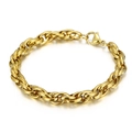 Pulsera de cadena de doble eslabón dorado para hombre en acero inoxidable pulido - Ancho 7mm-Largo 20cm (KB107530-Z) / Dorado
