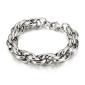 Polished silver stainless steel double-link chain bracelet with lobster clasp for men - 11mm Width-21cm Length (KB107528-Z)