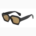 Retro square thick black frame sunglasses with brown lenses in a modern geometric style - Black Frame Brown Lens
