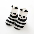 Cute panda baby socks with 3D ears in black and white stripes for infants and toddlers - S: 0-1 Year / White Panda