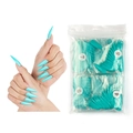 Tiffany blue stiletto false nail tips in 500-piece pack for long nail extension - 17 Turquoise Blue