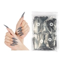 Grey stiletto full cover fake nails in various sizes with numbered packaging bags - 15 Dark Grey