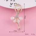 Elegant gold ballet dancer DIY charm with white rhinestones and pearly gems 58mm - D544 Resin Girl (Gold Base White)