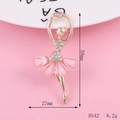 Detailed view of ballet dancer resin accessory with pink rhinestones and 58mm dimensions - D542 Resin Girl (Gold Base Pink)