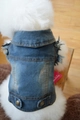 Classic dark blue distressed denim pet vest for dogs with vintage metal buttons and frayed edges - XS / Dark Blue