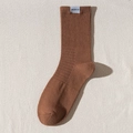 Brown mid-calf cotton sports sock with vertical ribbing and sunlight up woven label - One Size / Coffee