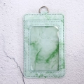 Mint green marble pattern PU leather ID card holder with transparent window and metal ring - Single Card Holder / Light Green