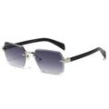 Lunettes de soleil carrées sans monture avec verres dégradés gris et branches argent - Branches Argent Noir Verres Gris