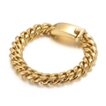 Pulsera de cadena cubana dorada para hombre en acero inoxidable con cierre cuadrado - Dorado