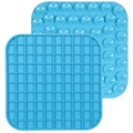 Blue silicone lick mat for dogs with suction cups and grid pattern for slow feeding - Blue Grid Texture with Suction Cups