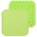 Green silicone suction cup lick mat for dogs featuring a non-slip slow feeder surface - Green Dot Texture with Suction Cups