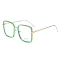 Occhiali squadrati verde traslucido con stanghette dorate e lenti anti-luce blu - Montatura Oro Rosa Cerchio Verde Traslucido