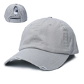 Casquette de baseball grise effet vieilli pour queue de cheval avec fermeture velcro - Réglable / Gris