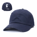 Casquette queue de cheval en coton bleu foncé délavé avec détails usés et boucle réglable - Réglable / Bleu marine
