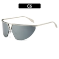 Y2K futuristic rimless sunglasses in silver metal frame with grey translucent lenses - Silver Frame Silver Lens