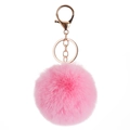Portachiavi con pompon in ecopelliccia rosa vivace e chiusura a moschettone dorata - Oro Chiaro 4 Maglie Chiusura a Moschettone / Rosa Intenso