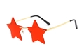 Frameless red star-shaped party sunglasses with golden metal temples and ocean lenses - Gold Frame Translucent Red