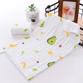 Soft 6-layer cotton gauze baby towel set featuring vibrant green avocado and fruit prints - 25*25cm / Pattern 2