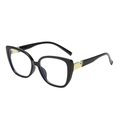 Fashionable black square sunglasses with golden V metal hinge decoration on the frame - Black Frame Clear Lenses