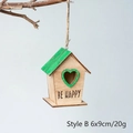 Stile B ornamento natalizio in legno con scritta BE HAPPY e tetto verde sul ramo - Stile B (Tetto Verde/Cuore/BE HAPPY)