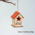 Casetta di Natale in legno con stella intagliata e tetto arancione per l'albero - Stile D (Tetto Rosso/Stella/XMAS)