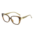 Chic square tortoise shell sunglasses for women with golden V-shaped metal decoration - Tortoise Frame Clear Lens