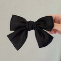 Elegante pasador de pelo con lazo grande de satén negro para mujer estilo princesa - Negro
