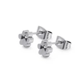 Boucles d'oreilles puces pattes de chat en acier inoxydable argenté avec fermoir - Couleur Acier